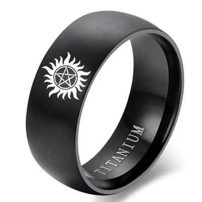 Módní Signet Ring Pánský prsten Sun Power Supernatural Prsten z titanové oceli Pro muže Šperky Svatební zásnubní dárky Příslušenství