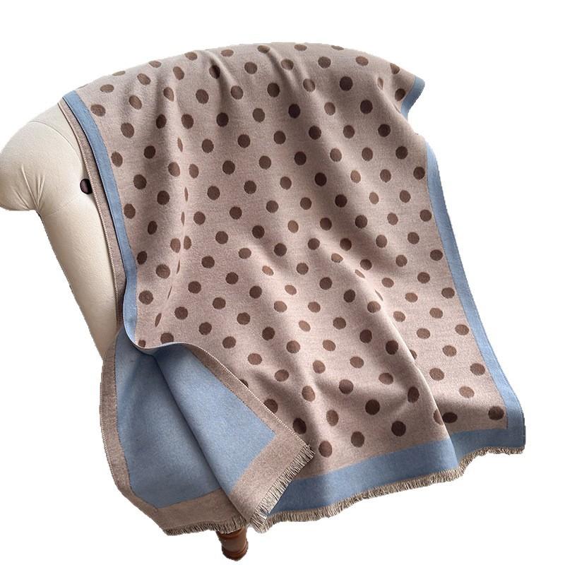 Autumn and Winter Polka Dot Temperament Imitation Cashmere Scarf Women's Double-sided Versatile Shawl Winter Warm Neck Scarf