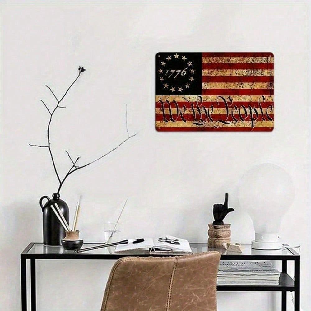 Metal Wall Art American Flag Vintage Patriot Decor for Home
