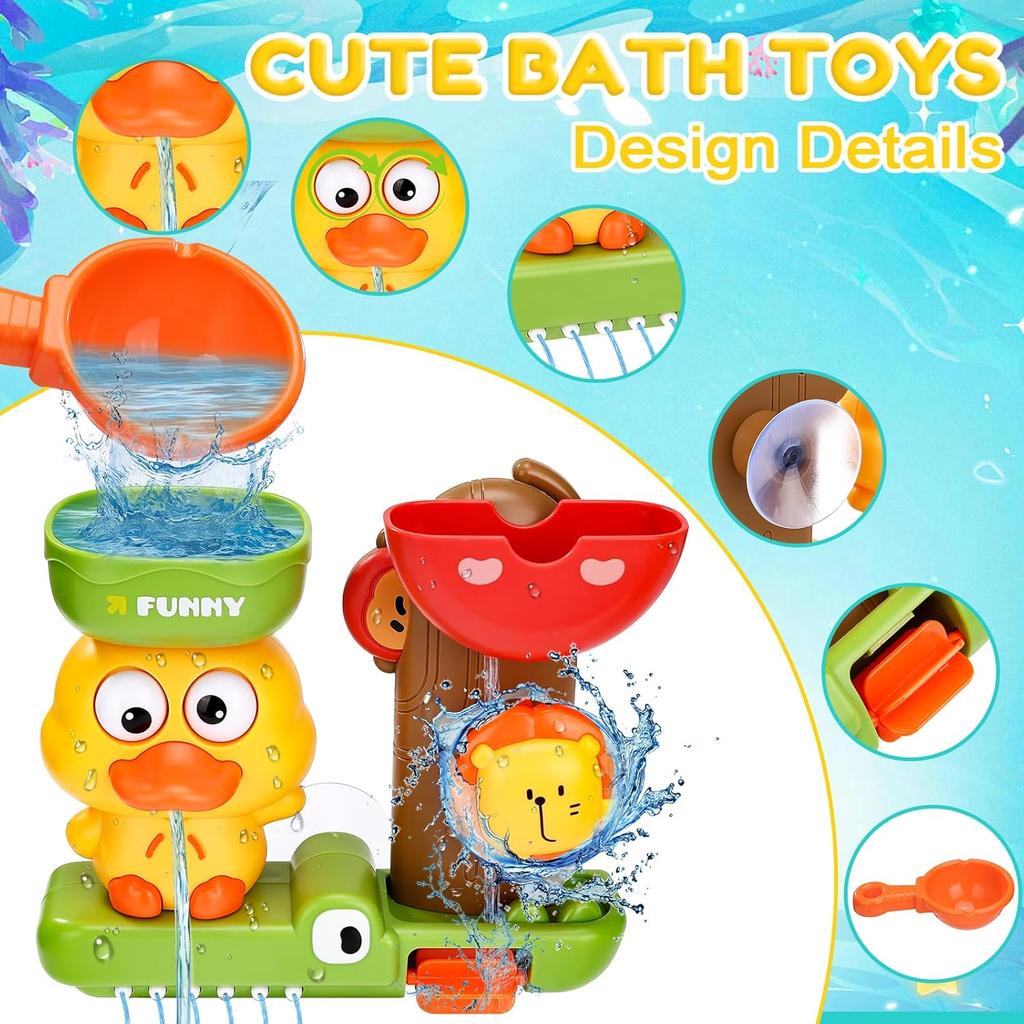 Acsatont Badespielzeug, Badespielzeug Baby ab 1 2 3 Jahren Wasserspielzeug Kinder Badewannenspielzeug Kinder Enten und Löwen für Jungen Mädchen Geburtstag