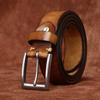 Belt Men's Light Luxury Minimalist Retro Washed Thickened and Extra Thick First Layer Cowhide Stainless Steel All-Match Casual Belt Men