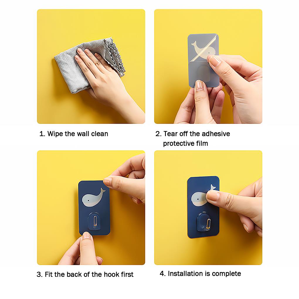 10Pcs Cartoon Hooks Wall-mounted Kitchen Traceless Wall Hook for Bedroom Living Room Toilet