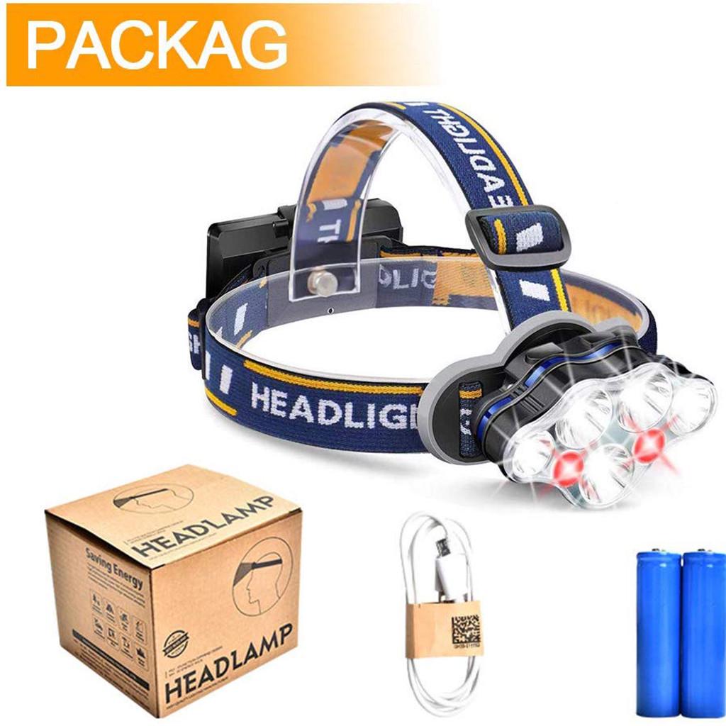 Head Lamp Headlamp Rechargeable USB 8 Light Modes 7 LED, IPX4 Waterproof