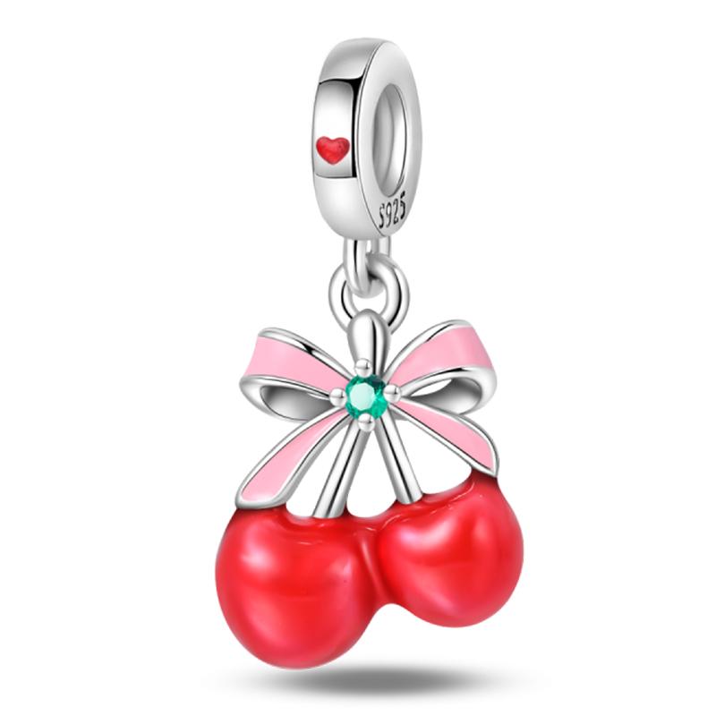 Fits Pan Braceletscopper Charms Color Strawberry Cherry Blueberries Fruit Sweet Original Diy Jewelry Birthday Fine Gifts