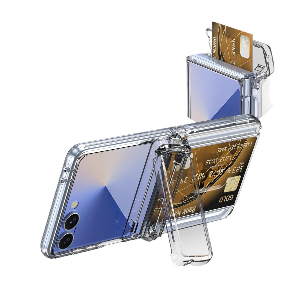 Samsung Z Flip 7 Protective Case with Card Slot and Hinge Bracket, Foldable Anti-drop Design