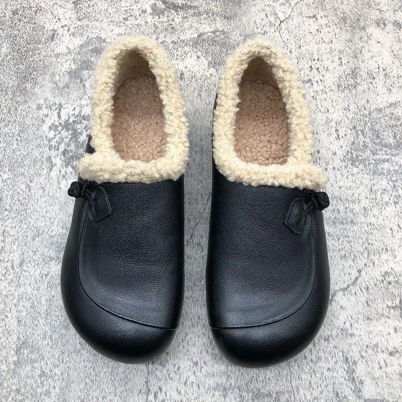 Reine Leder-Baumwollschuhe Damen Samt 2025 Winter neu Rindsehne weichsohlige Doudou-Schuhe Mittelalterliche und ältere Mutterschuhe alte Damenschuhe