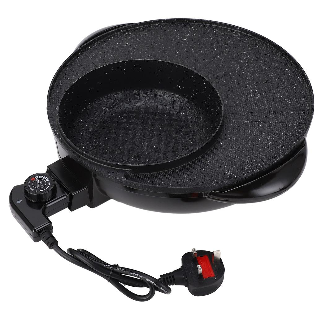2 i 1 Non Stick elektrisk grill og varm gryte med glasslokk