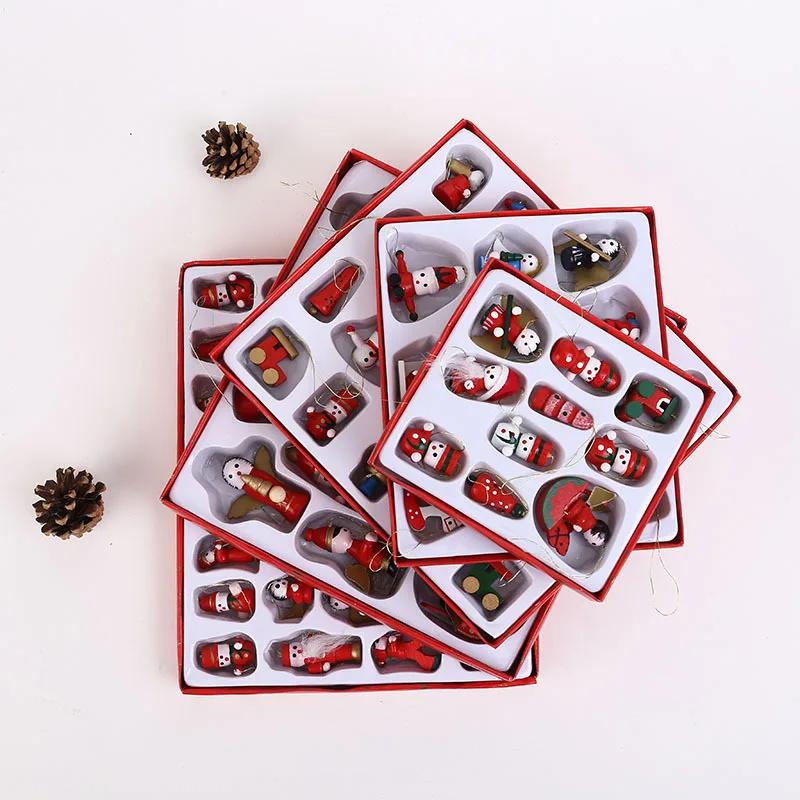 Creative Christmas Tree Decoration Wooden Small Pendant Small Ornaments Boxed Window Props Ornaments Christmas Decorations