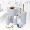 6pcs Bathroom Accessories Bathroom Trash Can Toilet Brush Set Toothbrush Cup Lotion Bottle Soap Box with Pump