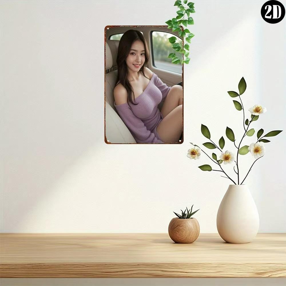 Metal Wall Art Retro Anime Girl Sign Manga Decor Home Man Cave Gift