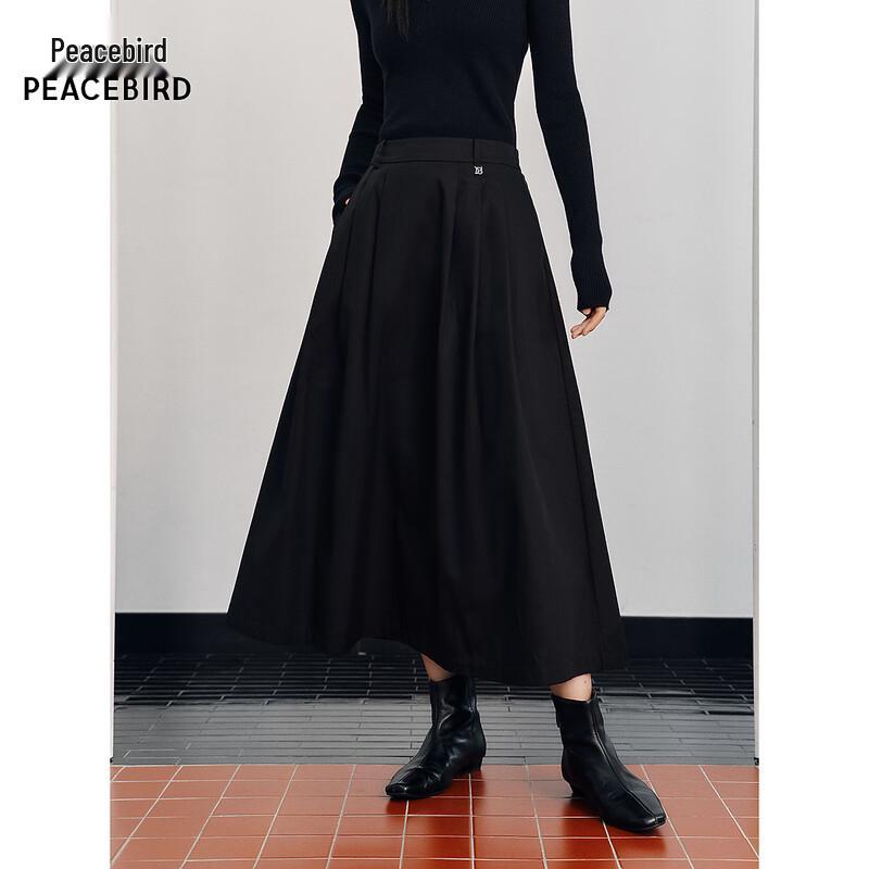 Peacebird Women's Pleated High-Waist A-Line Midi Skirt