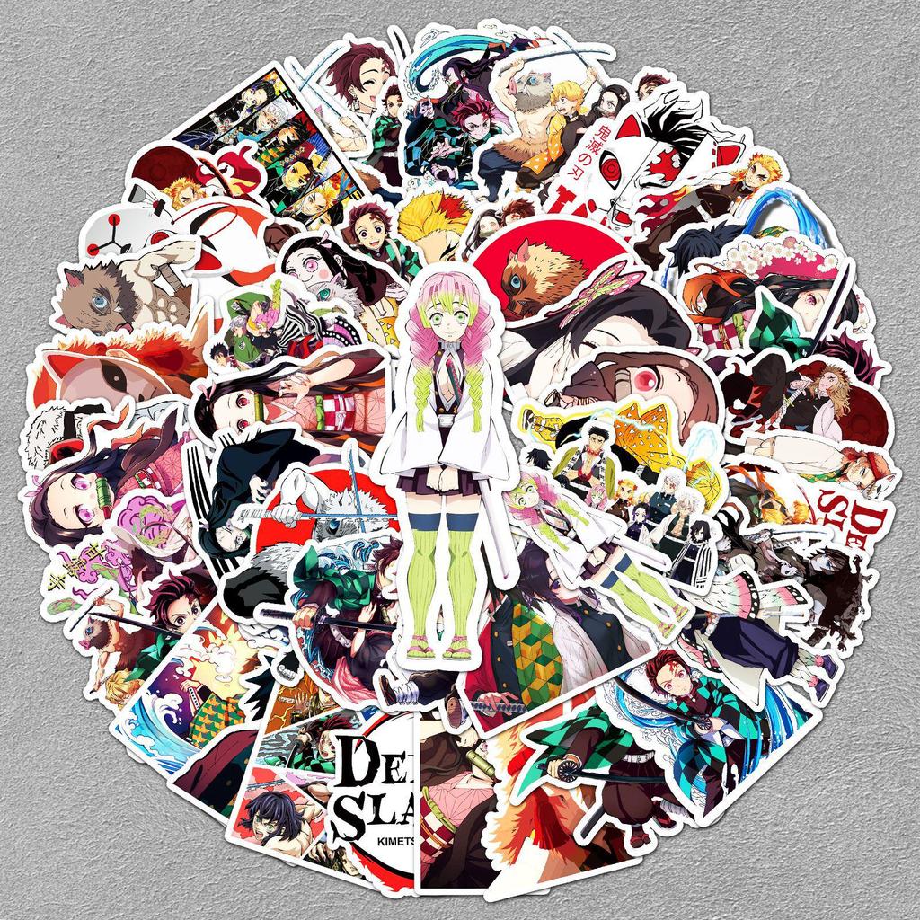 50 Japanese Anime Demon Slayer Stickers: Waterproof Characters for Journaling, Notebooks, Luggage Decoration