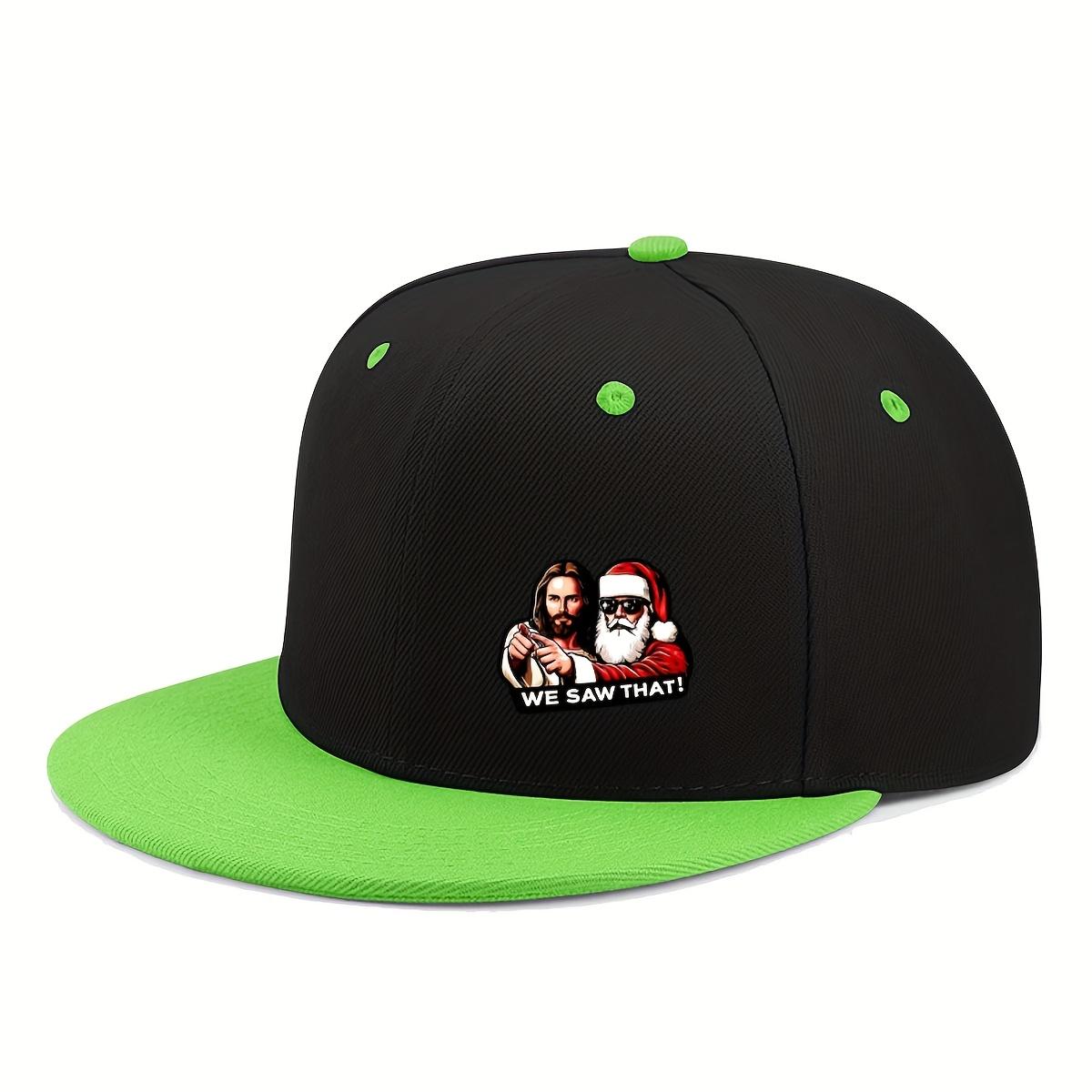 

Santa Claus Themed Truck Driver Hat Flat Top Baseball Cap Adjustable Neutral Hip-Hop Hat Fashionable Design Headwear Adjustable зелений