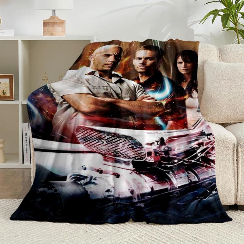 1PC Fast And car Family Flannel Blanket Gift, Suitable for Both Men And Women, Soft Ideal for Beds And Sofa, Birthday Or Christmas Gift