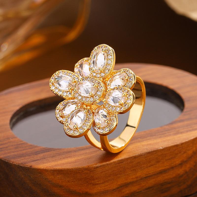 Trendy Colorful Inlay Ring for Women, Fashion Statement Jewelry, Adjustable Luxury Style