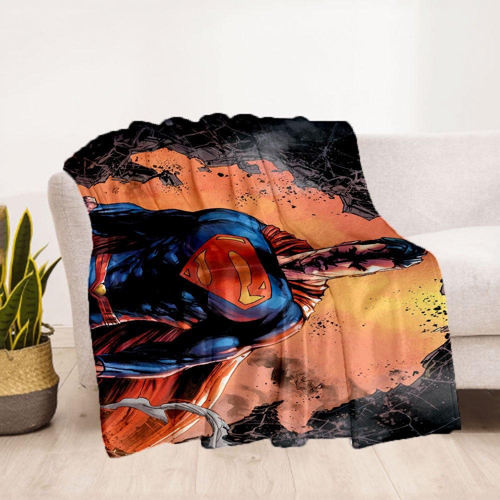 Superman Comic Book Cover Art Print PosterBlanket Flannel Throw Blanket for Sofa, Bed, Travel, Camping, Office, Couch, Chair