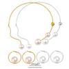 Elegant Geometric Pearl Collarbone Chain Earrings & Necklace Set for Women