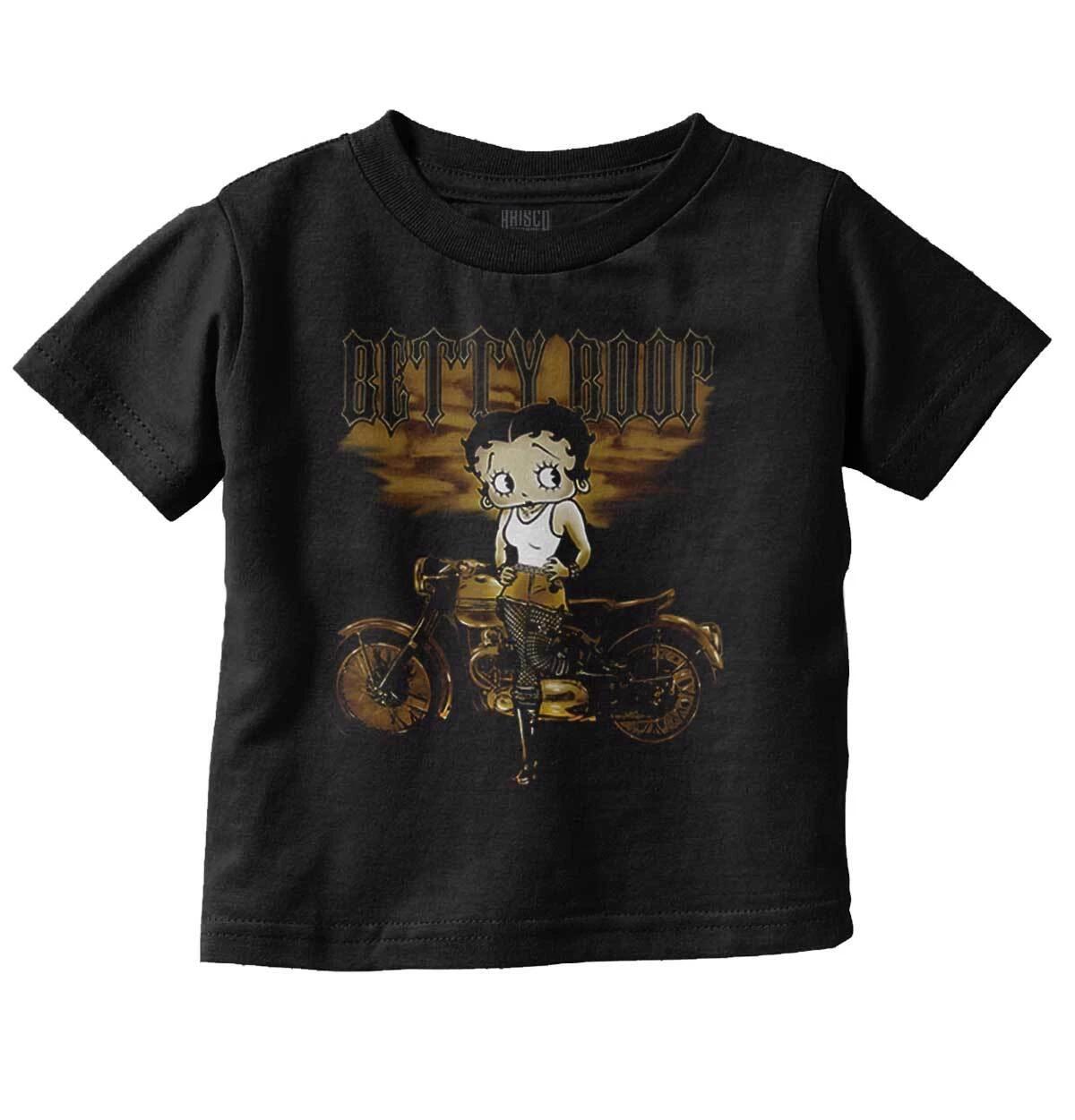 Betty Boop Retro Vintage Cartoon Biker Chick Toddler Girl Youth T Shirt For Kids XS