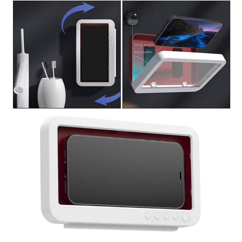 Waterproof 360° Rotation, Anti-Fog Mirror/Wall Mount Phone Holder for Shower Bathroom, Kitchen,