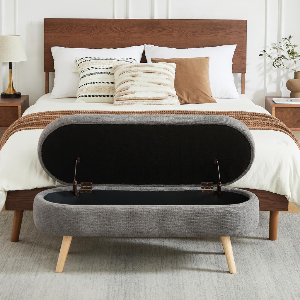 Panca con Spazio Contenitore, Lunga 110 cm, Moderna, con Rivestimento in Ciniglia, Ideale per Cambiarsi le Scarpe, Adatta per Camera da Letto, Corridoio o Soggiorno