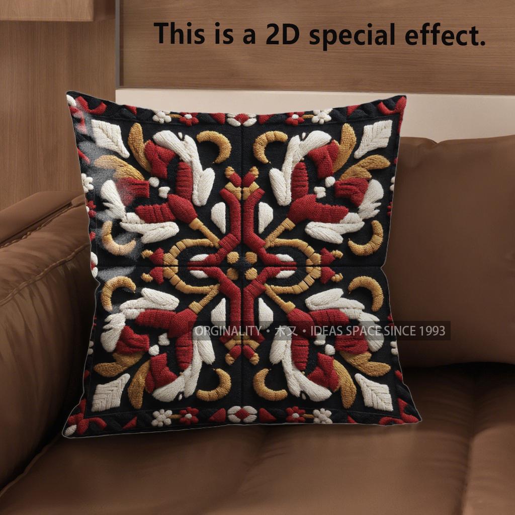 2D Colorful Floral Pattern Decorative Throw Pillows Pattern Cushion Cover Suitable For Sofa Bedroom Car Pillow Cover