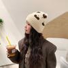 Polyester Knitted Beanie Hat Heart Pattern Earflap Beanie  Daily Wear