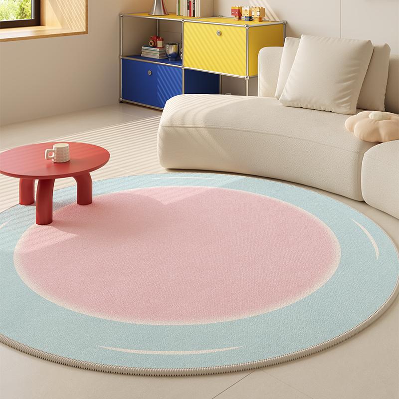 Pink Round Carpets for Living Room Thick Plush Bedroom Decor Anti-slip Carpet Fluffy Soft Bedside Floor Mat Washable Lounge Rug