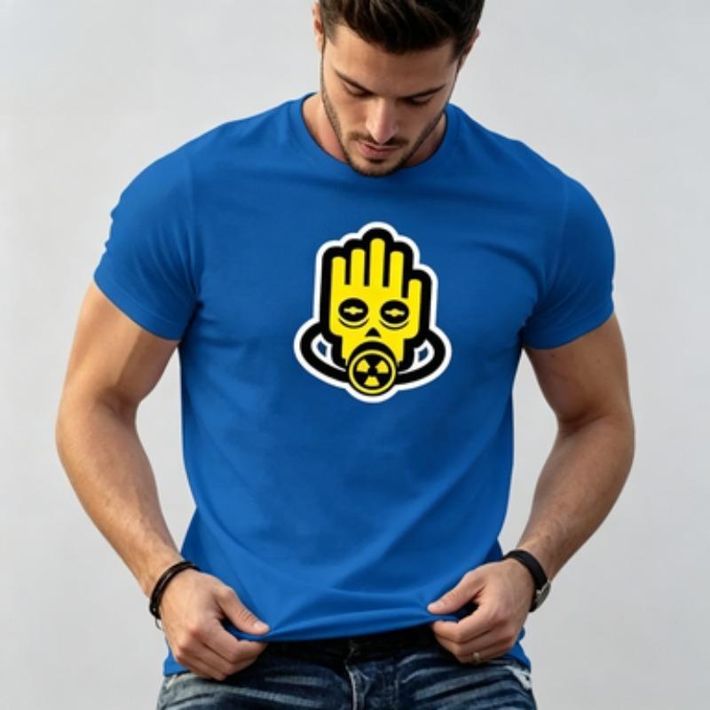 Unisex 100 Cotton T Shirt Radiation Palm Gas Mask Graphic Print Industrial Hazard Streetwear Casual Male Short Sleeve Tee Tops