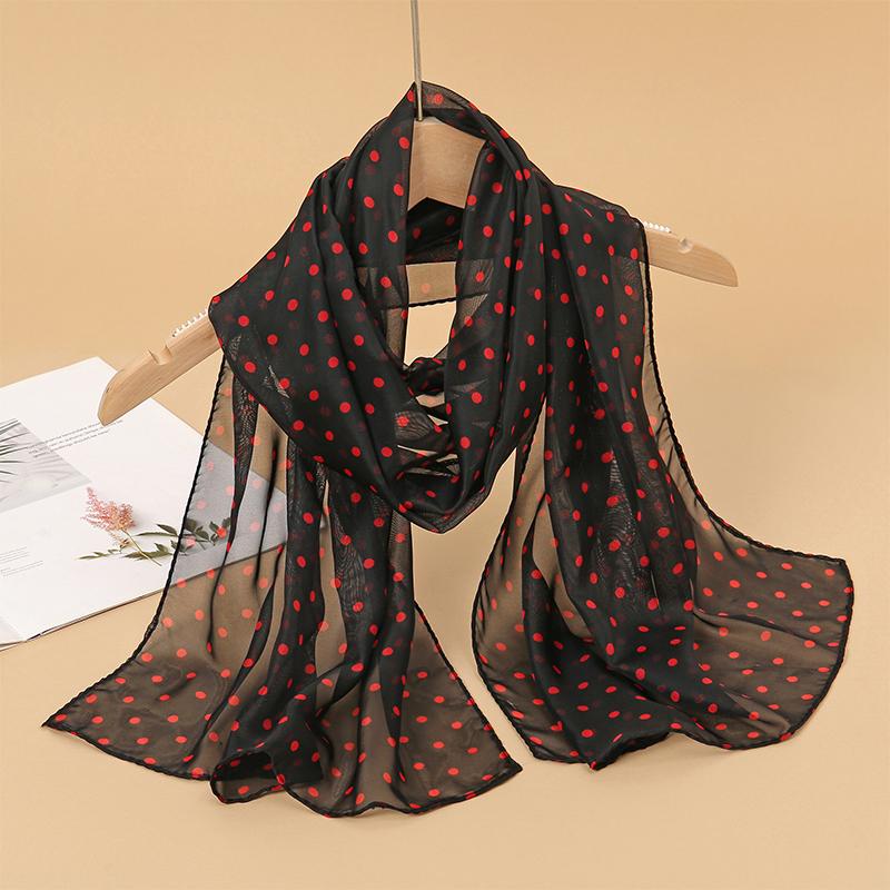

New Fashion Chiffon Dot Print Design Women Silk Scarf Shawl Elegant Headscarf Bandage Hijabs Muslim Wrap Scarves 50x160cm
