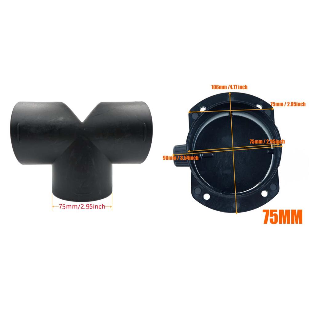 60mm 75mm Válvula Flap Ajustável Aquecedor de Ar a Diesel Duto de Ventilação Divisor de Saída Tubo de Escape Conector Junção Para Carro