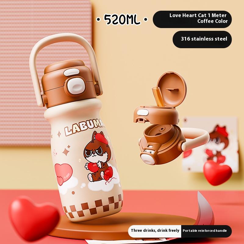 Gianxi Children's Insulated Cup Portable Water Bottle for School Primary School and Kindergarten Straws Water Cup Insulated Cup