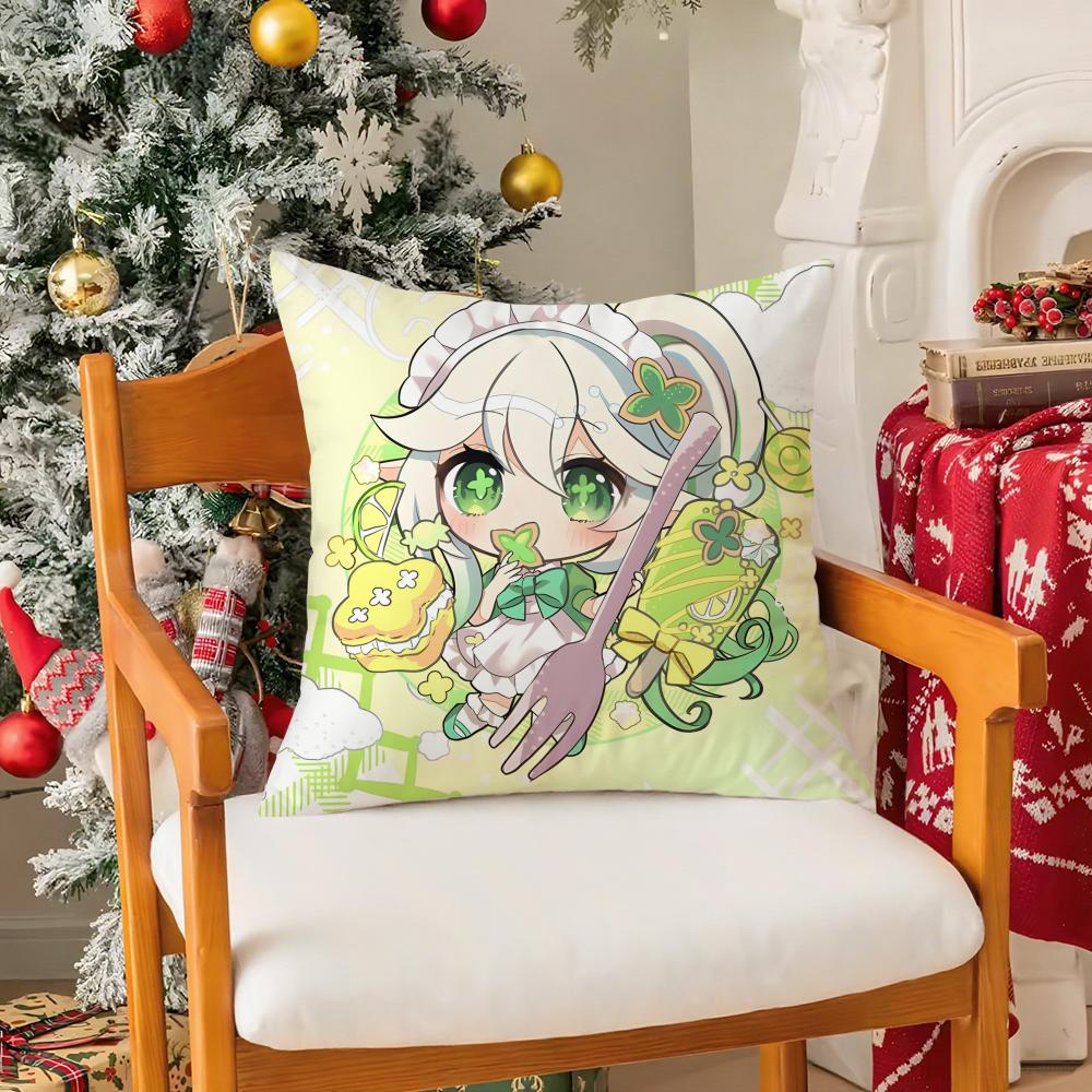 Game Genshin Impact-G Cute Nahida Silky Short Plush With Invisible Zipper Dustproof Sofa Cushion Cover For Home Decor