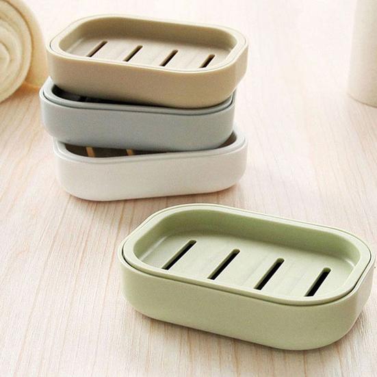 Soap Dish with Drainage Layer Shampoo Bar Holder with Lid Soap Tray Keeps Soap Dry And Clean for Bathroom Shower Bathtub Kitchen
