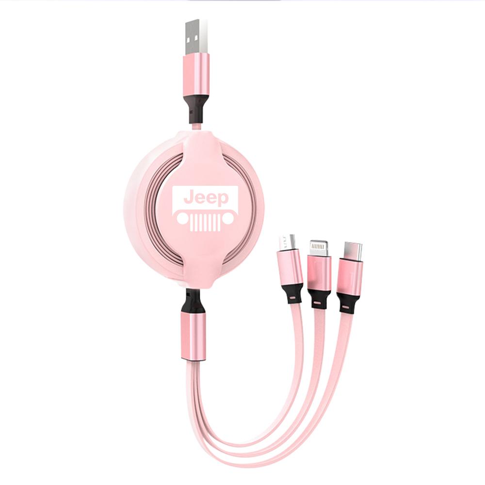 3 In 1 Fast Charger USB Data Cable Car Accessories For Jeep Grand Cherokee Wrangler JK Gladiator Compass Renegade Patriot Libert AKL1