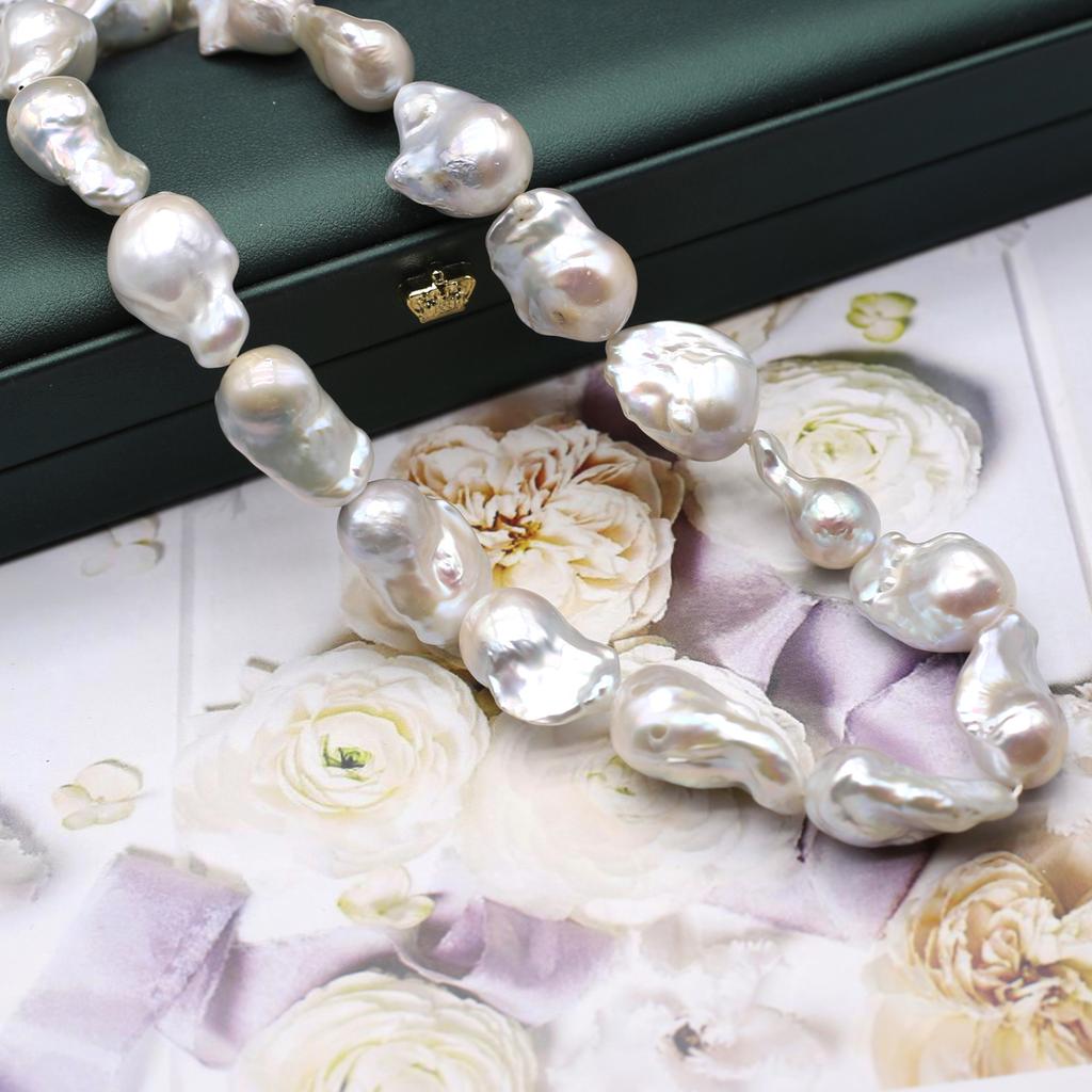 1String, White Natural Freshwater Pearls, Baroque Pearl Beads, 15-20mm, for DIY Jewelry Making, Unique Birthday Party Wedding Crafts, 36cm