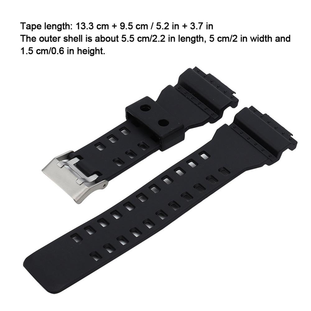 Pin Buckle Silicone Watch Strap with Watch Case Black Natural Resin Strap Rubber Watch Band for For Casio GA110/100 Daily Wear