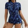 Floral Women Swimsuits Sun Protection Female Short Sleeves Swimwear Surfing Sports Pool Beachwear Two-Piece Bathing Suits 2026