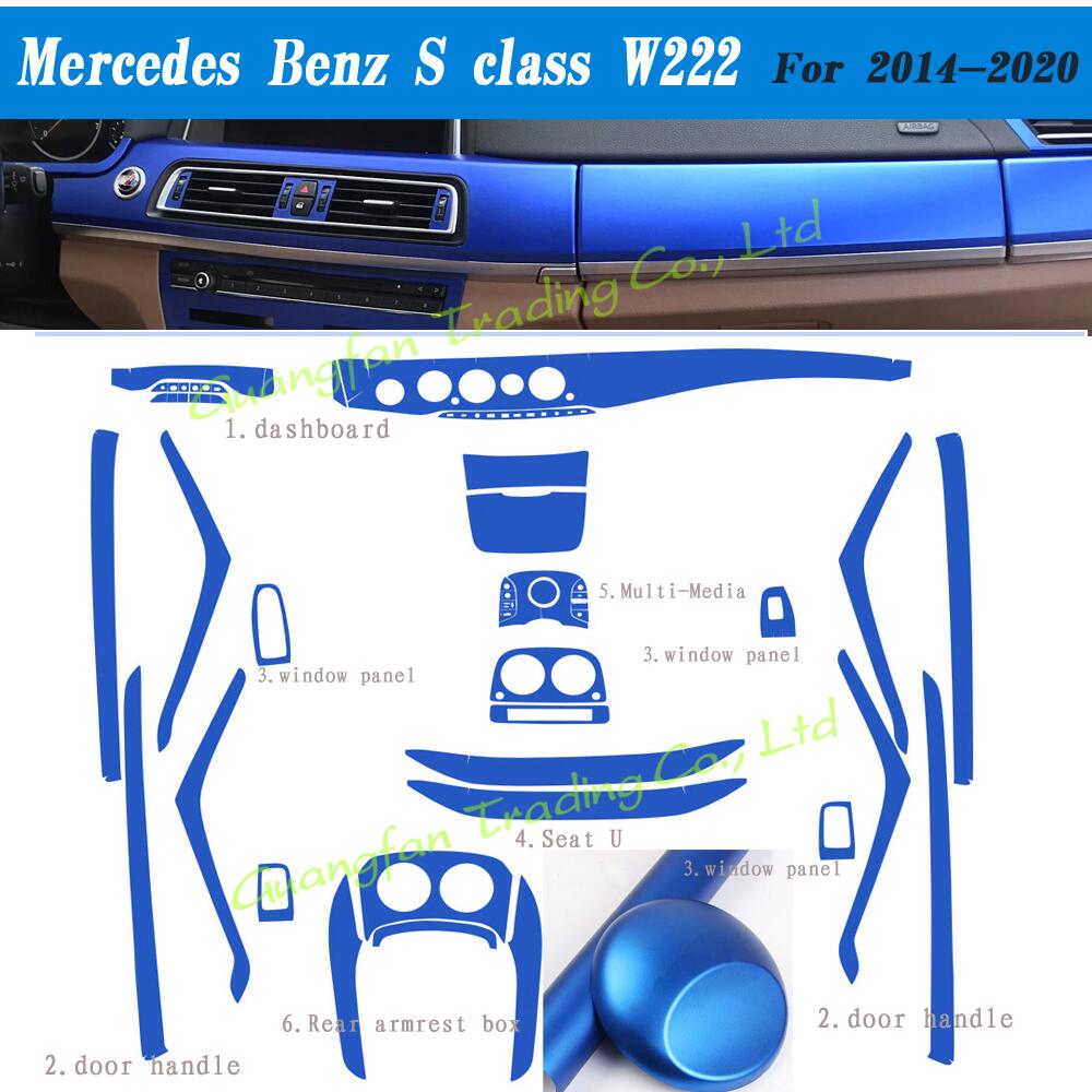 car-Styling 5D Carbon Fiber Car Interior Center Console Color Change Molding Stickers Decals For Benz S class W222 2014-