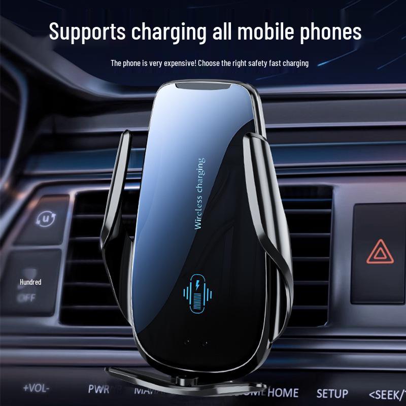 Q95 Wireless Charging Car Phone Holder with Electric Open/Close and Adjustable Horizontal Air Vent Mount.