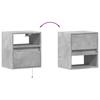 Wall Mounted Nightstands with LED Lights 2 pcs Concrete Grey