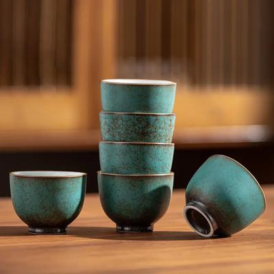 Japonský styl čajová miska vintage keramická malá miska krakelovaná glazura zelená retro čajová miska Kung Fu čínský porcelán šálky a hrnky