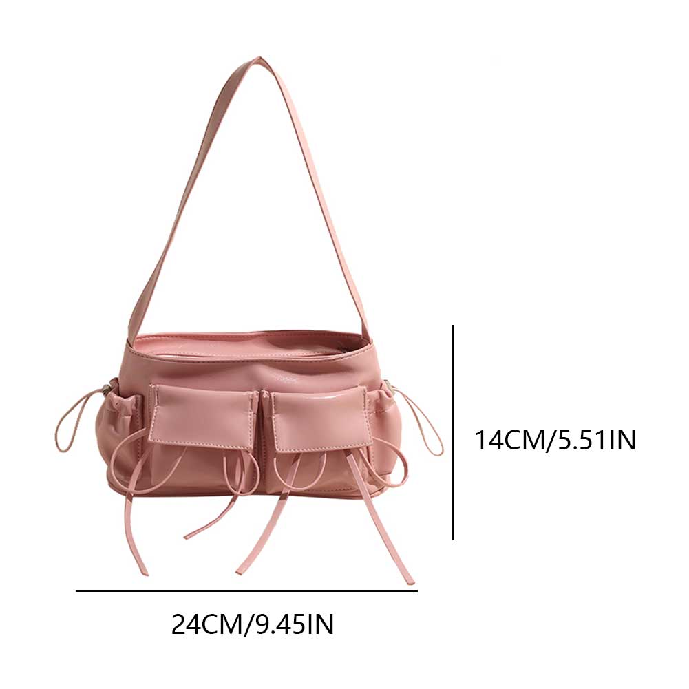 Women Small Underarm Bag with Bow Leisure Armpit Handbag Solid Color Travel Underarm Handbag Girls Outdoor Daily Bag