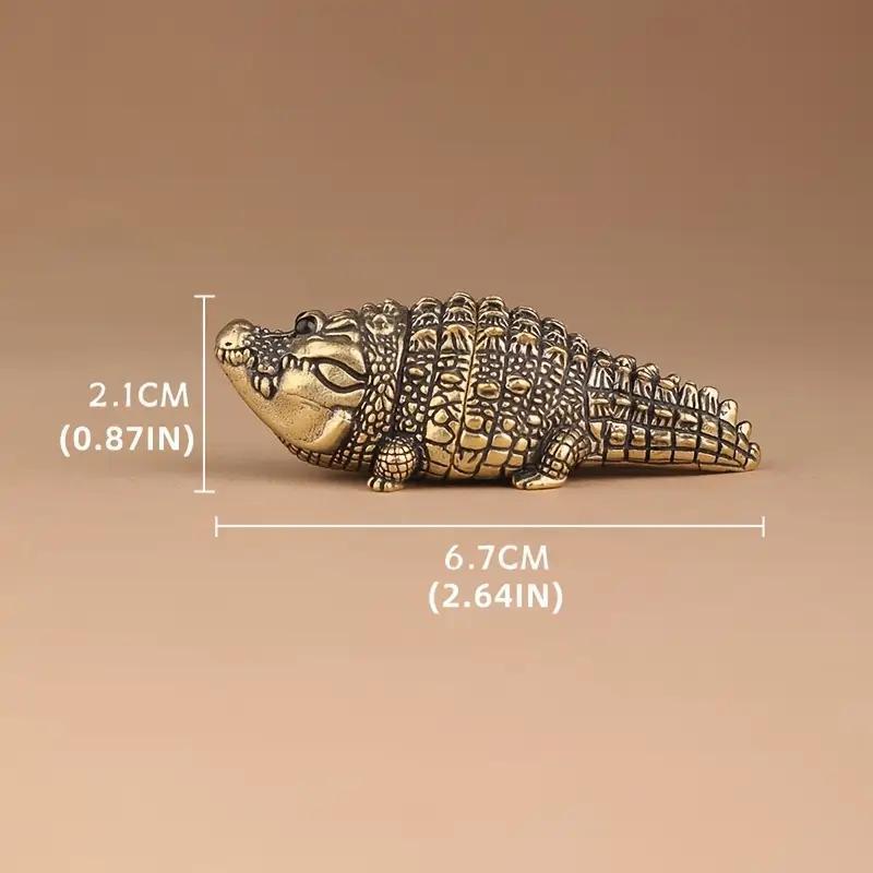Cute Fat Copper Alligator Statue, Creative Desktop Ornament Home Decor for Bedroom, Office, Bookshelf Wine Cabinet Decoration
