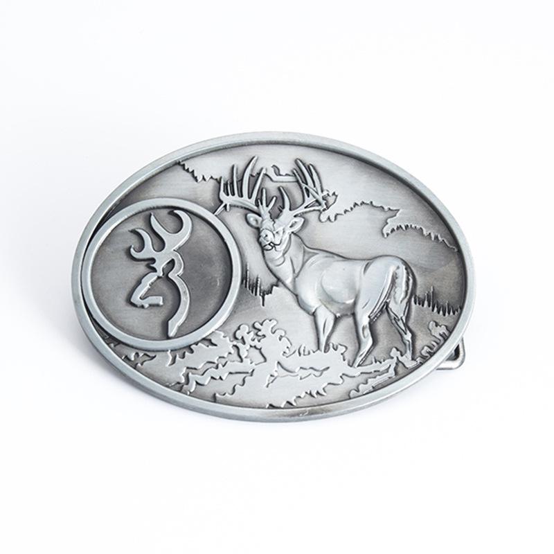 Elk Leather Belt Buckle: European-American Fashion Retro Hip Hop Style