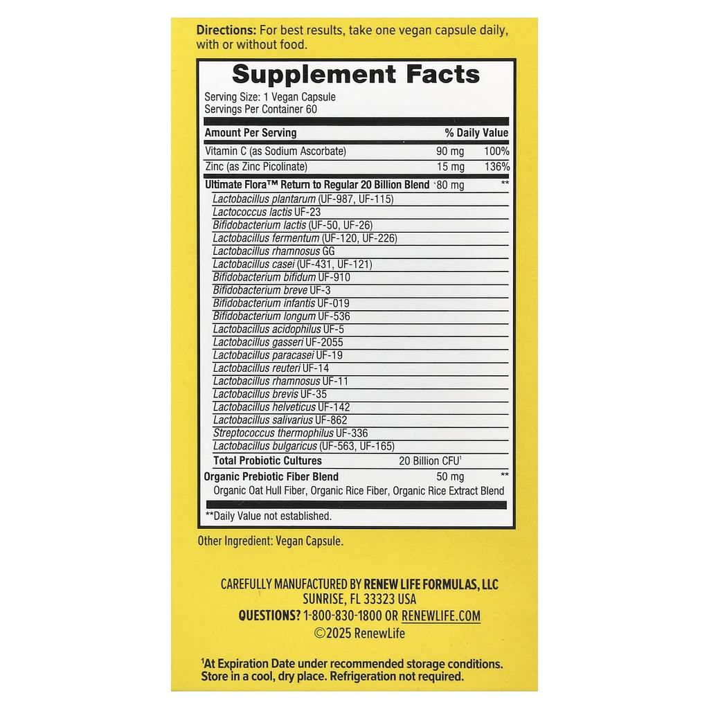 Renew Life, Ultimate Flora™, Probiotic Return to Regular, 60 Veggie Capsules