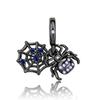 New Gothic Style 925 Sterling copper Black Spider&Red Rose Skull&Scorpion&Death Dangle Charm Fit DIY Bracelet Dark Zircon