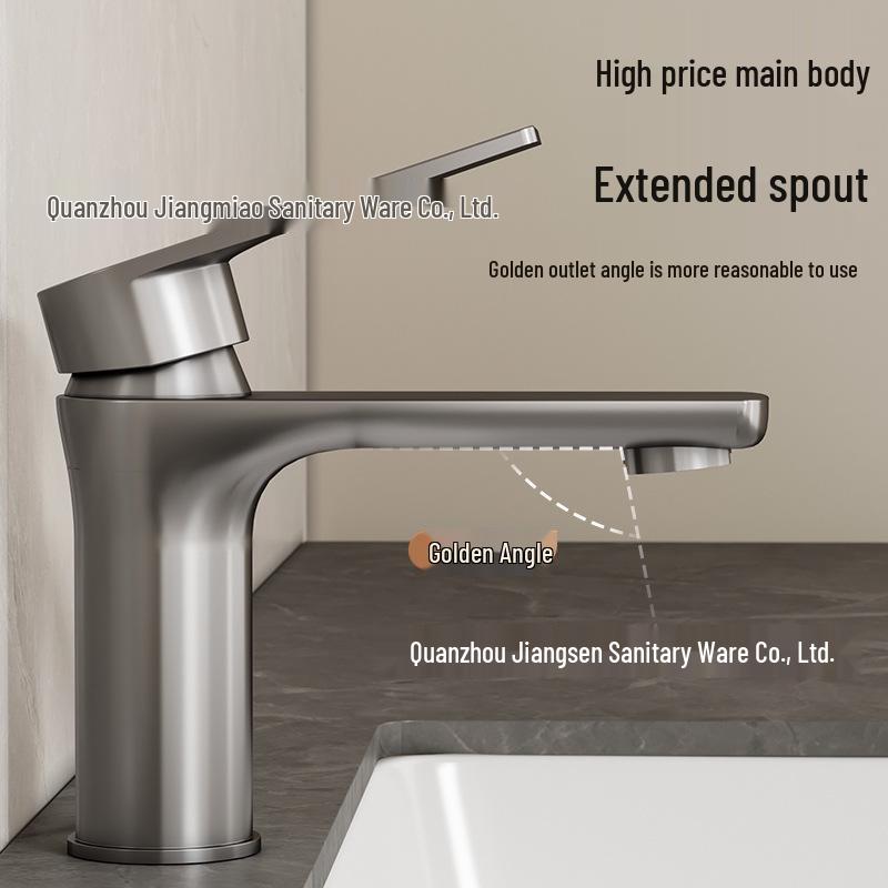 Thickened Stainless Steel Basin Faucet for Home Use - Hot & Cold Water Compatible