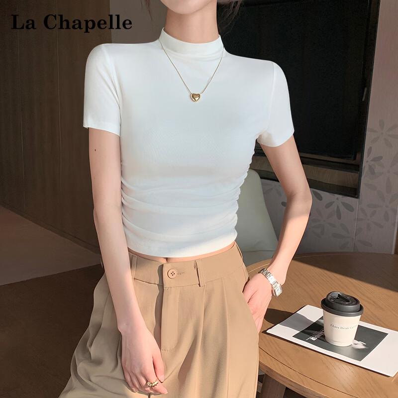 La Chapelle Women's Slim Fit Half-High Collar Short Sleeve T-Shirt