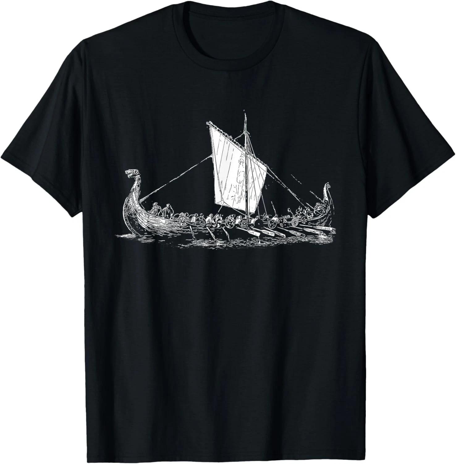 Viking Ship T-Shirt - Odin and Valhalla Tee Design Gift Unisex T-Shirt 4XL