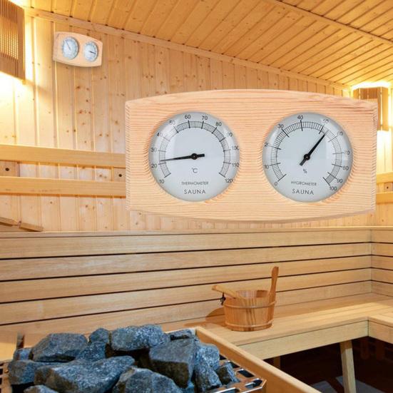 Stanza Sauna 2 in 1 Termometro Igrometro in Legno Misuratore Temperatura Umidità Vapore